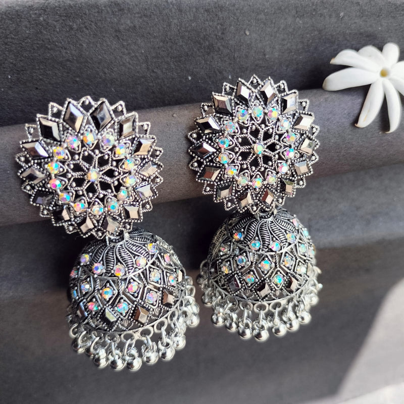 Antique Silver oxidized Jhumka Earrings