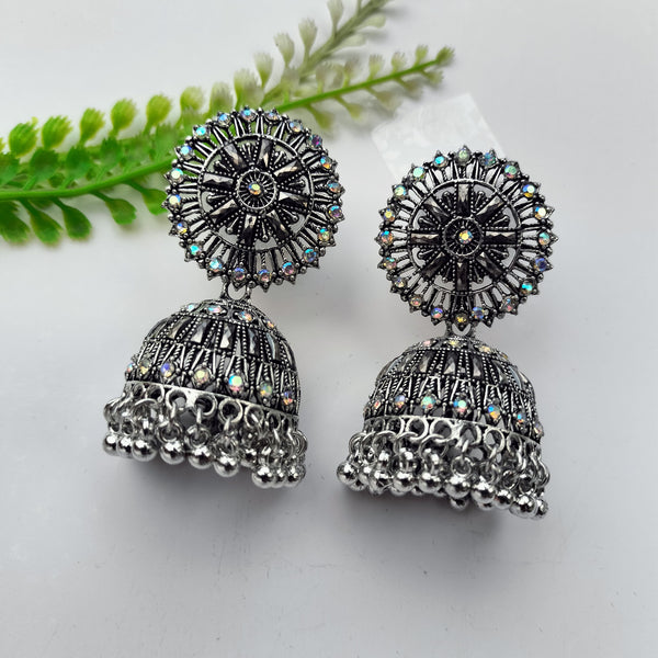 Antique Silver oxidized Jhumka Earrings